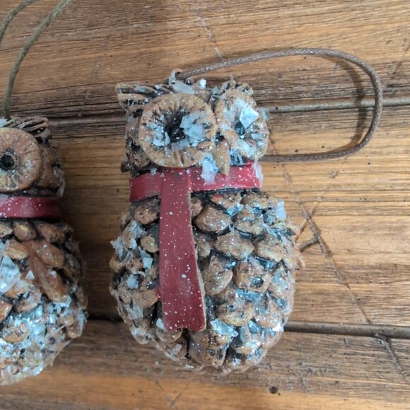 Frosty Owl Ornaments 2"x3" Inches Christmas Ornament Holiday Woodland Snow Set 4 - Picture 4 of 8